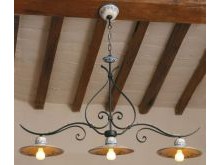 3 Lights Ceramic and wrought iron Chandelier